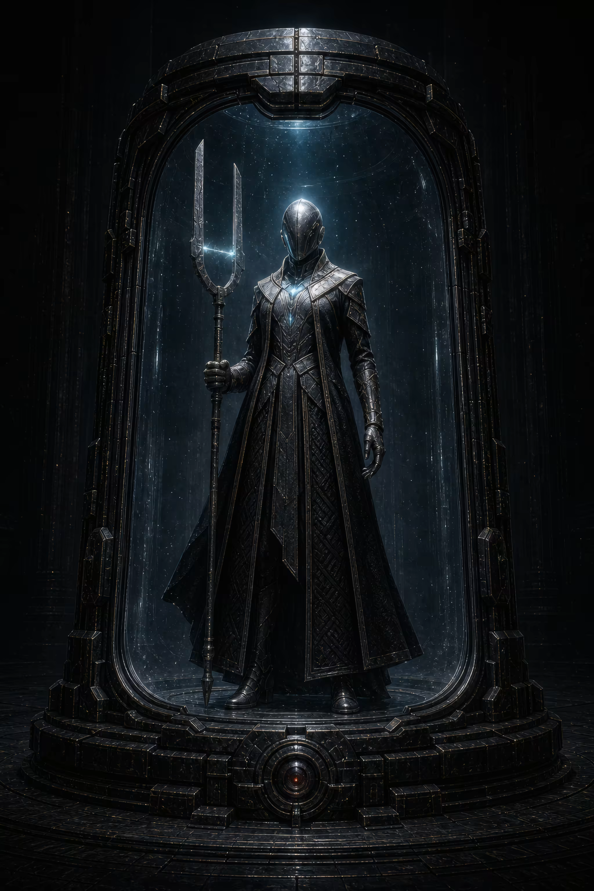 Orin, the emissary VAUNOR identity, presented inside an archive vessel.
